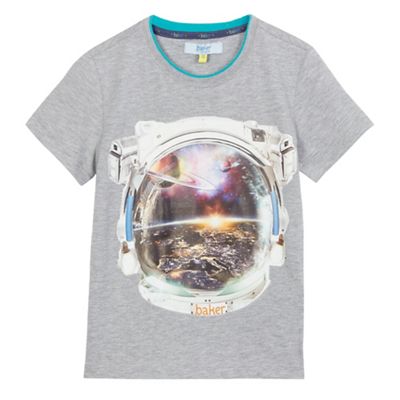 Boys' grey space man print t-shirt